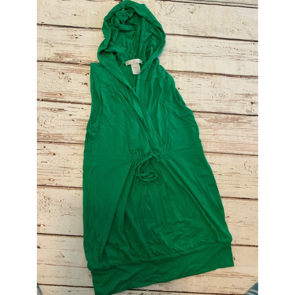 Design History Green Sleeveless Hoodie Top Cinched‎ Waist Surplice Neck XS